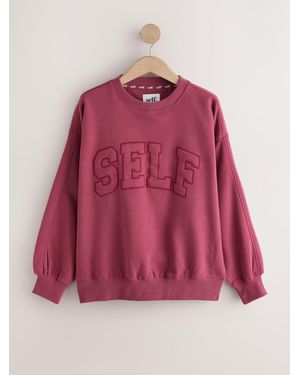 Self Burgundy Crew Neck Sweatshirt - Pink