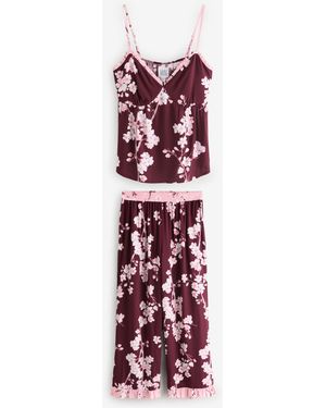 Bath & Body Works Berry Japanese Cherry Blossom Frill Cami Pyjamas Set - White