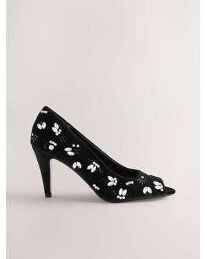 Next Forever Comfort Velvet Embellished Peep Toe Heels - Multicolor