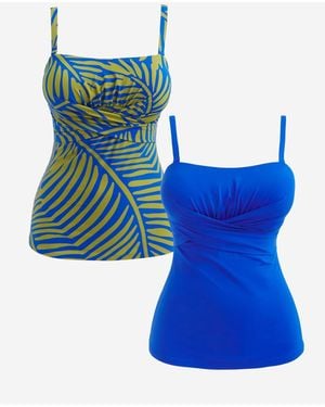 Simply Be Magisculpt Bandeau Tankini Tops 2 Pack - Blue