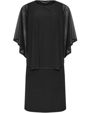 M Com Mesh Cape Dress - Black