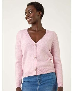 Roman Metallic Trim Knit Cardigan - Pink