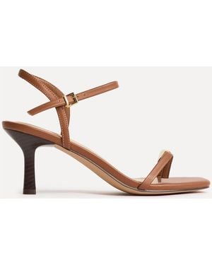 Linzi Suede Amira Heeled Sandals With Toe Ring Detail - Natural