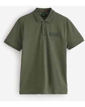 BOSS Regular Fit Paddy Structure Logo Polo Shirt - Green