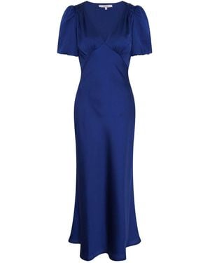 OMNES Rosie Ruched Puff Sleeve Dress - Blau