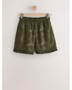 Next Jacquard Towelling Fringe Summer Shorts - Green