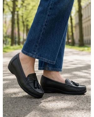 Pavers Smart Leather Tasseled Moccasins - Blue