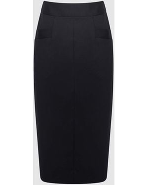 Reiss Haisley - Navy Tailored Pencil Skirt - Black