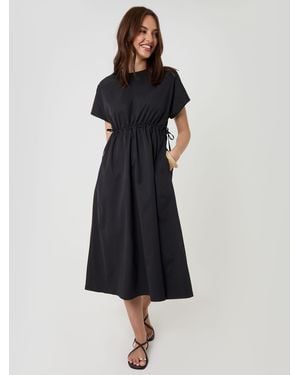 Threadbare Kimono Sleeve Drawstring Waist Midi Dress - Blue