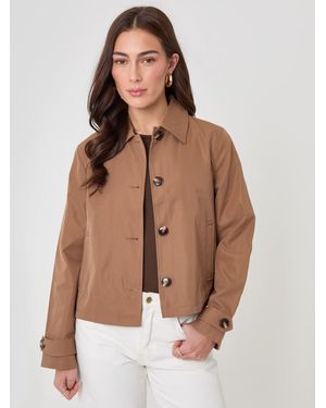 Threadbare Cropped Trench Coat - Brown