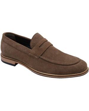 Frank Wright Suede Slip-On Penny Loafers - Brown