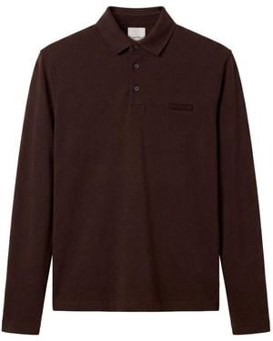 Calvin Klein Slim Cotton Long Sleeve Polo Shirt - Brown