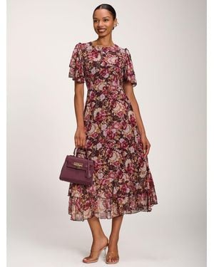 Jolie Moi Printed Chiffon Midaxi Dress - Red