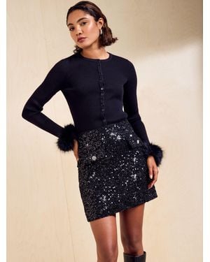 Friends Like These Sequin Boucle Mini Skirt - Blue