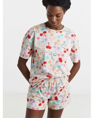 Simply Be Cherry Shortie Set - White