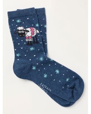 FatFace Fatface Shaun The Sheep Christmas Socks - Blue
