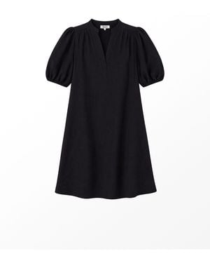 Ro & Zo Petite Puff Sleeve Short Dress - Black