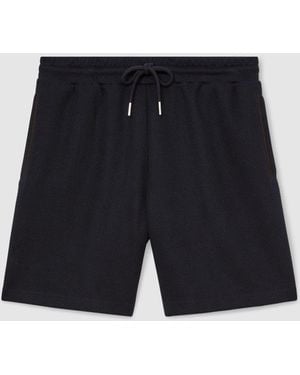 Reiss Elijah Textured Piped Drawstring Shorts - Blue