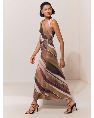 Lipsy Mesh Tie Knot Front Sleeveless Maxi Dress - Natural