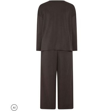 Evans Dark Long Sleeve Top & Wide Leg Pants - Brown