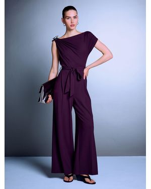 Next Burgundy One Shoulder Ruched Occasion Jumpsuit - Blue