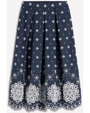 Boden Verity Broderie Poplin Skirt - Blue