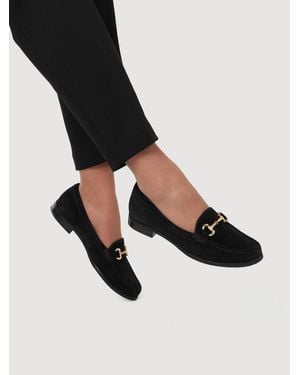 Jones Bootmaker Wide Fit Lex Suede Leather Loafers - Black