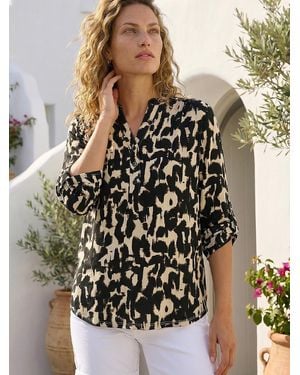 Roman Abstract Ikat Print Shirt - Natural