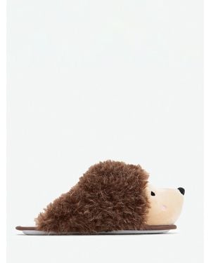 Boux Avenue Hedgehog Plush Mule Slippers - Brown