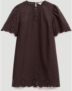 Hush Enna Cotton Broderie Mini Dress - Brown
