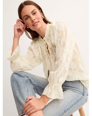 Monsoon Lyra Sheer Devoré Blouse - Blue