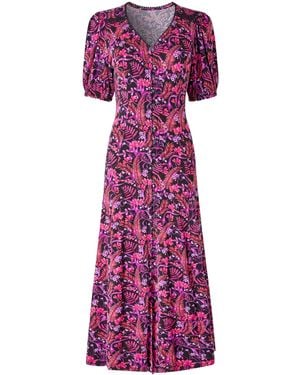 Joe Browns Jersey Floral Midi Dress - Purple
