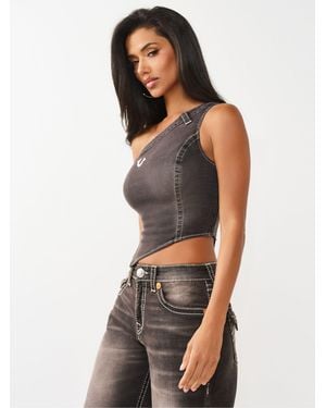 TRUE RELIGION Assymetric Denim Top - White