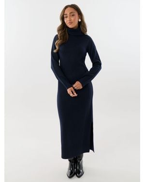 Threadbare Turtle Neck Maxi Sweater Dress - Blue
