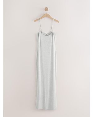 Self Rib Scoop Neck Strappy Maxi Dress - Natur