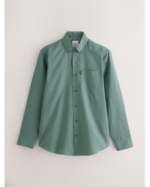 Next Slim Fit Button Down Easy Iron Oxford Shirt - Green