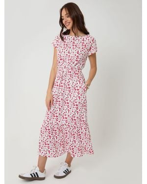 Threadbare Drawstring Waist Boat Neck Cotton Jersey Maxi Dress - Pink