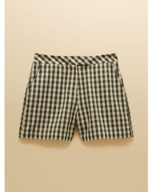Joules Gingham High-Waisted Tailored Shorts - Metallic