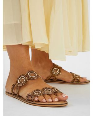 Accessorize Beaded Circle Strap Sandals - Natural