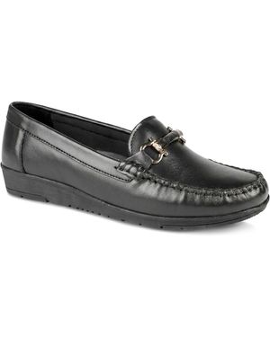 Pavers Casual Leather Moccasins - Black