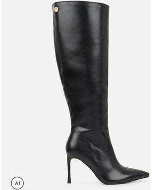 SIMMI Leon Knee High Stretch Heeled Boots - Black