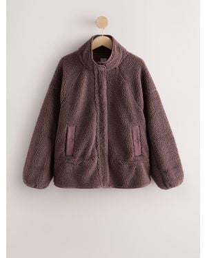 Next Chocolate Borg Half Zip Peplum Fleece - Brown