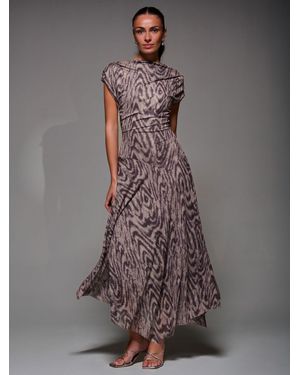 Jolie Moi Asymmetrical Draped Slash Neck Midaxi Dress - Gray