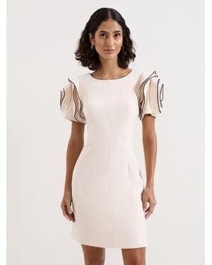 Phase Eight Joy Tailored Ruffle Short Sleeve Mini Dress - Natural