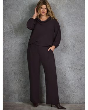 Live Unlimited Curve Chocolate Button Detail Wide Leg Pants - Gray