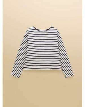 Joules 100% Cotton Ribbed Batwing Jersey Boat Neck Top - Blue