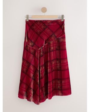 Next N. Premium Velvet Check Midi Skirt - Red