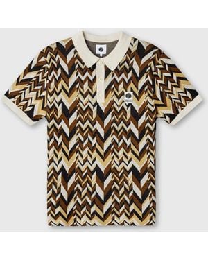 Pretty Green Starship Short Sleeve Knit Polo Shirt - Natural
