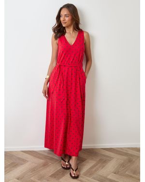 Threadbare Cotton Jersey Trapeze Maxi Dress - Red
