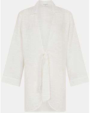 Accessorize Tie Front Cotton Beach Shirt - White
